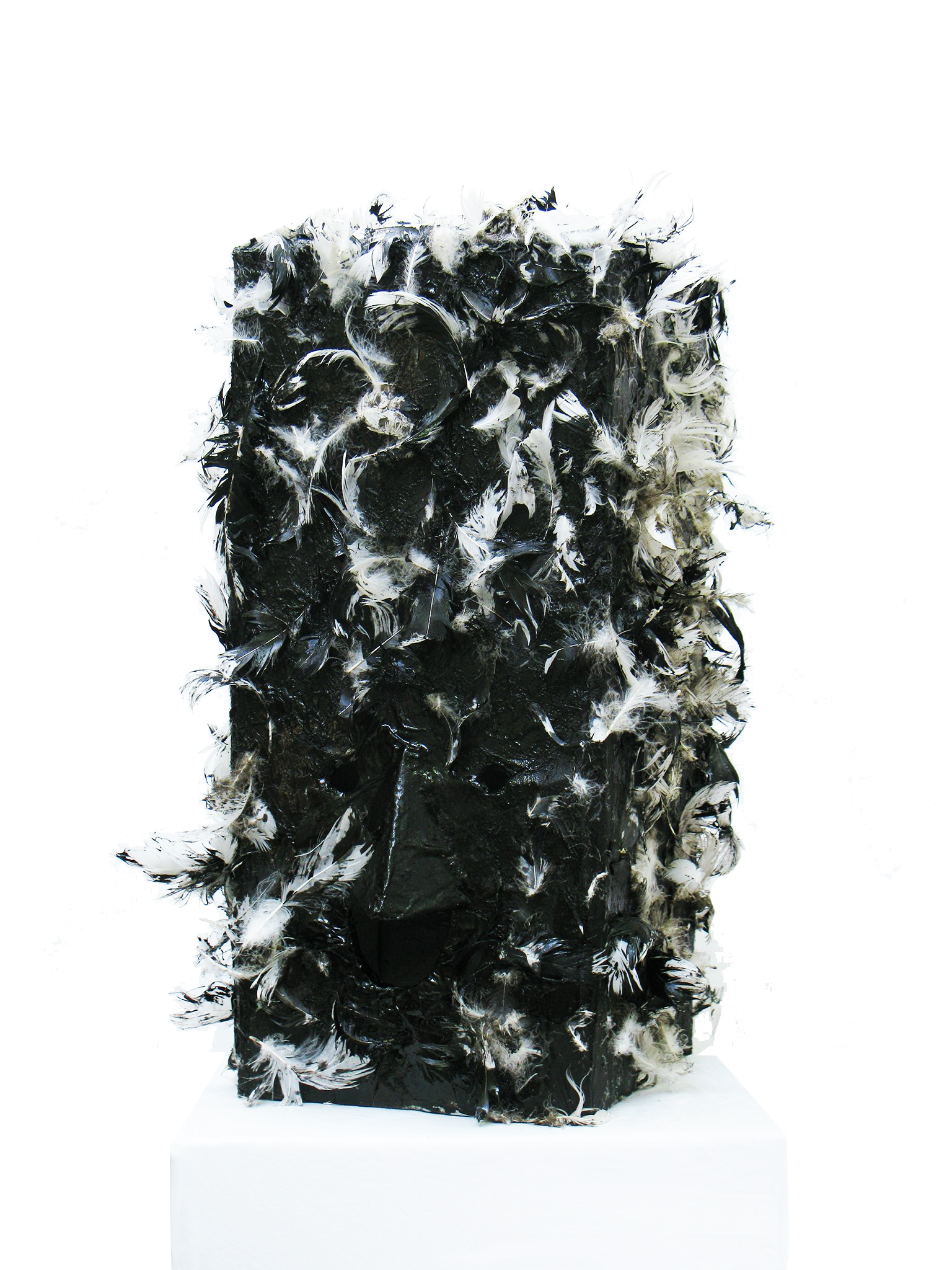 David Harrison Tarred and Feathered (Mobile Glory Hole), 2012 Cardboard, tar and feathers 44 x 20 x 21 cm 17 3/8 x 7 7/8 x 8 1/4 in