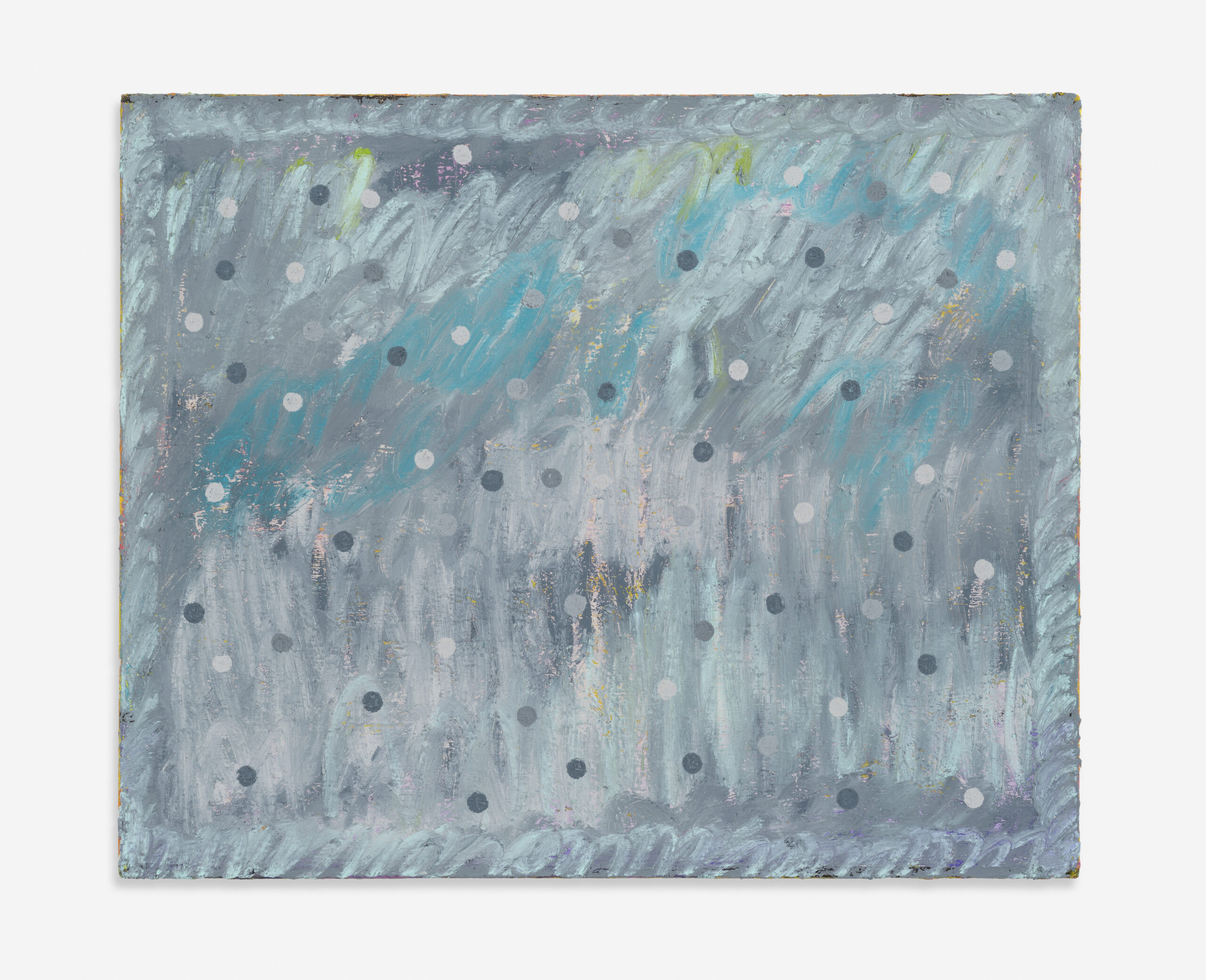 Rian Coughlan: Rain 1 (2024) Oil, oil bar and oil pastel on linen, 85 cm x 105 cm