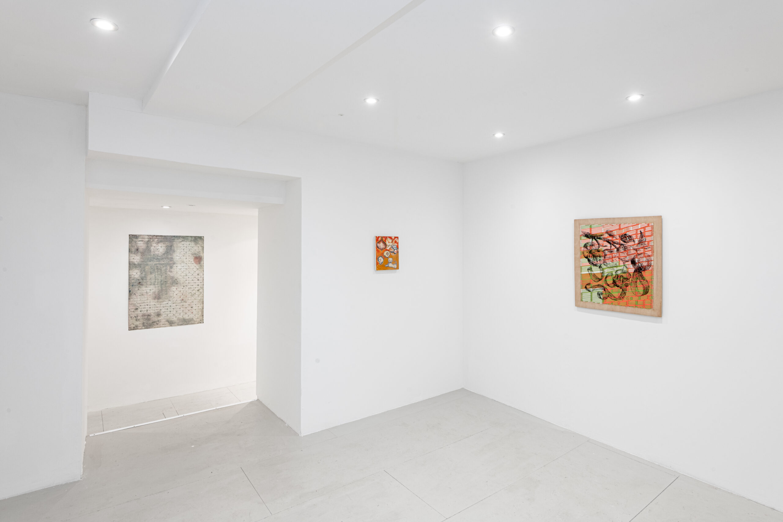 Exhibition view: Ruairiadh O'Connell, Anna Paterson, Neal Tait at Lungley Gallery, London.